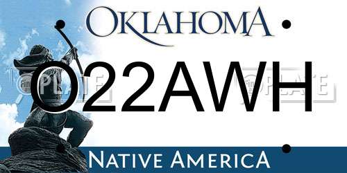 O22AWH Oklahoma License Plate