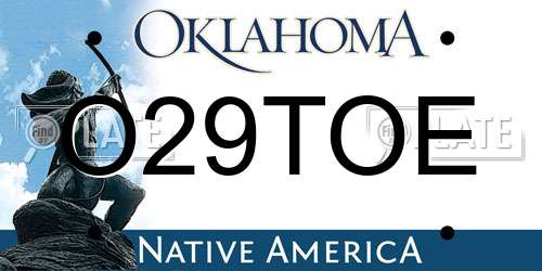 O29TOE Oklahoma License Plate