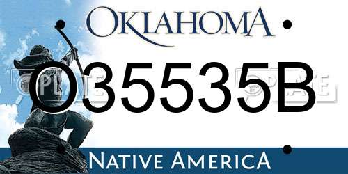 O35535B Oklahoma License Plate