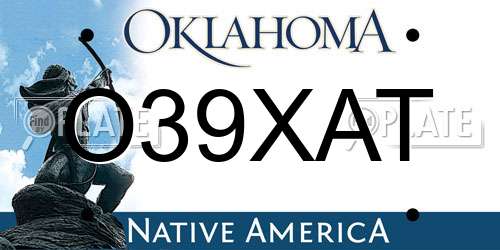 O39XAT Oklahoma License Plate