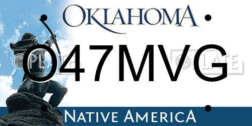 O47MVG Oklahoma License Plate