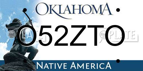 O52ZTO Oklahoma License Plate