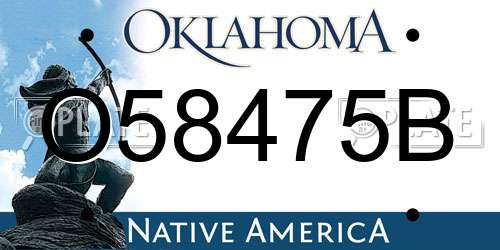 O58475B Oklahoma License Plate