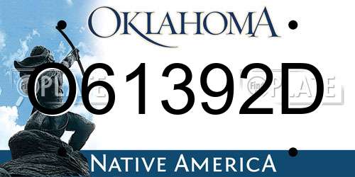 O61392D Oklahoma License Plate