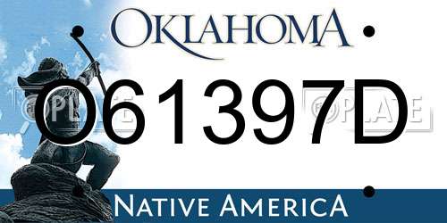 O61397D Oklahoma License Plate