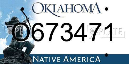 O673471 Oklahoma License Plate