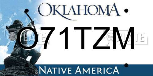O71TZM Oklahoma License Plate