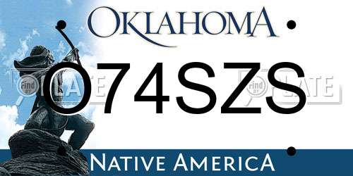 O74SZS Oklahoma License Plate