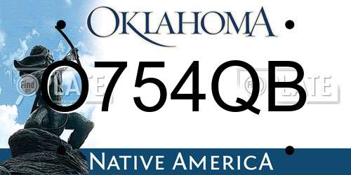 O754QB Oklahoma License Plate