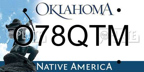 O78QTM Oklahoma License Plate