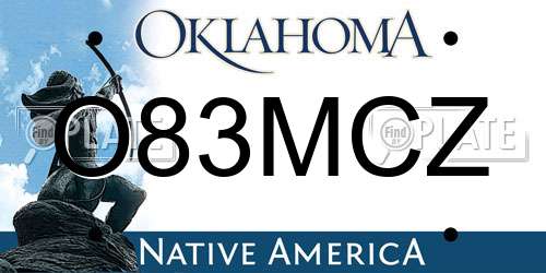 O83MCZ Oklahoma License Plate