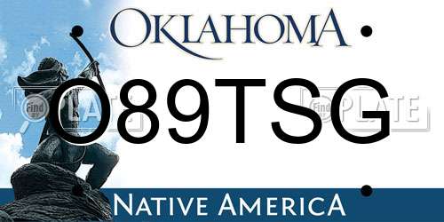O89TSG Oklahoma License Plate