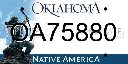 OA75880 Oklahoma License Plate