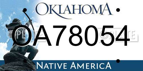 OA78054 Oklahoma License Plate