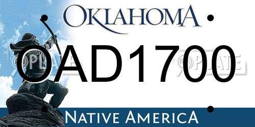 OAD1700 Oklahoma License Plate