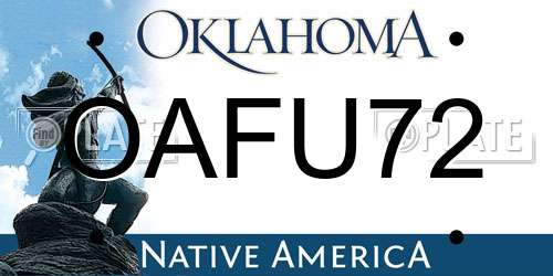 OAFU72 Oklahoma License Plate
