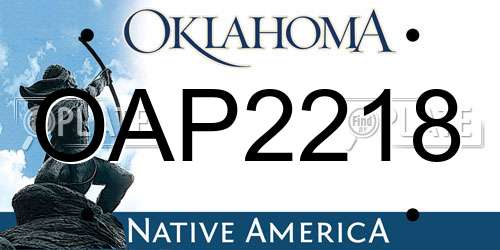 OAP2218 Oklahoma License Plate