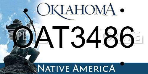 OAT3486 Oklahoma License Plate