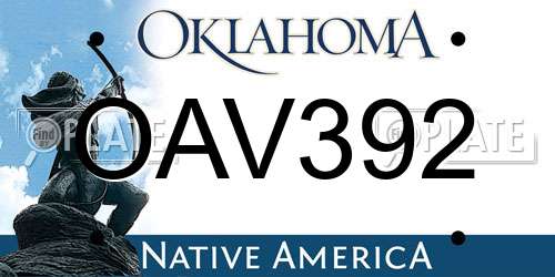 OAV392 Oklahoma License Plate
