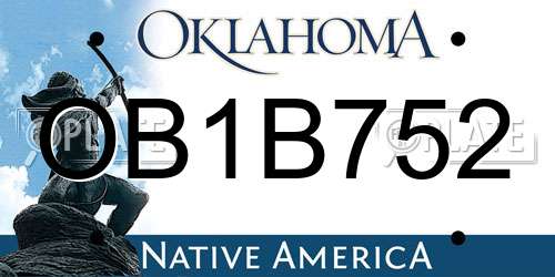 OB1B752 Oklahoma License Plate