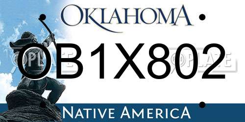 OB1X802 Oklahoma License Plate