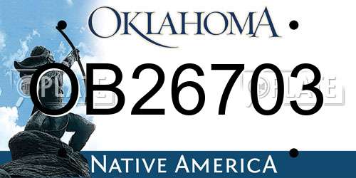 OB26703 Oklahoma License Plate