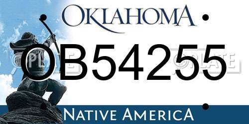OB54255 Oklahoma License Plate