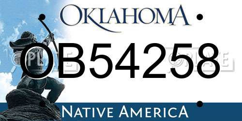 OB54258 Oklahoma License Plate