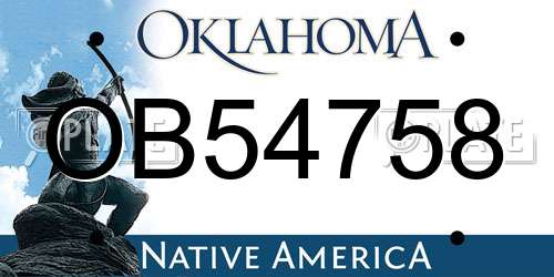 OB54758 Oklahoma License Plate