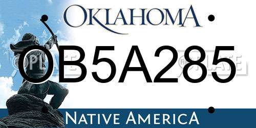 OB5A285 Oklahoma License Plate