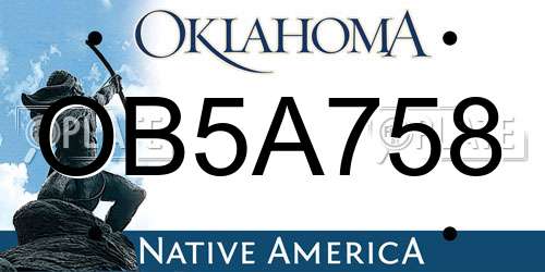 OB5A758 Oklahoma License Plate