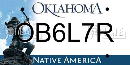 OB6L7R Oklahoma License Plate