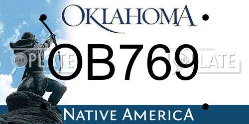 OB769 Oklahoma License Plate