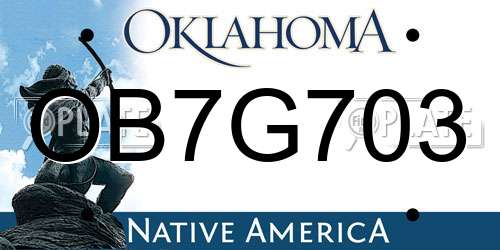 OB7G703 Oklahoma License Plate