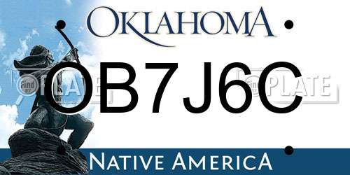 OB7J6C Oklahoma License Plate