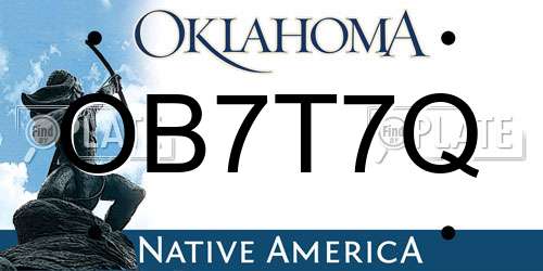 OB7T7Q Oklahoma License Plate