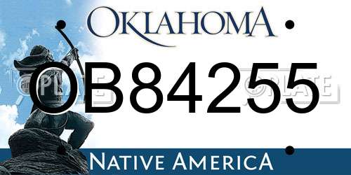 OB84255 Oklahoma License Plate