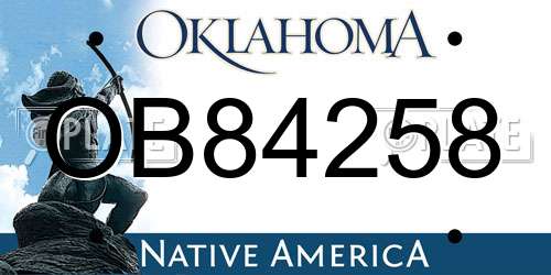 OB84258 Oklahoma License Plate