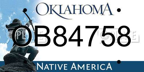 OB84758 Oklahoma License Plate