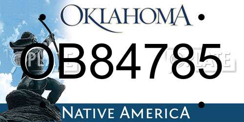 OB84785 Oklahoma License Plate