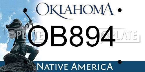 OB894 Oklahoma License Plate