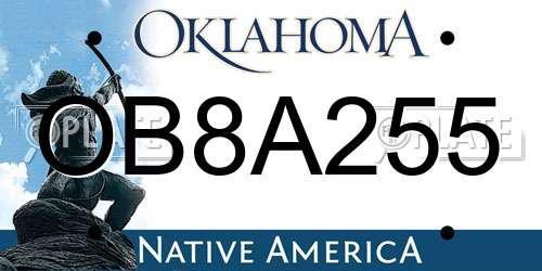 OB8A255 Oklahoma License Plate
