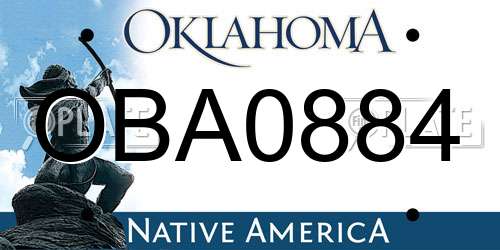 OBA0884 Oklahoma License Plate