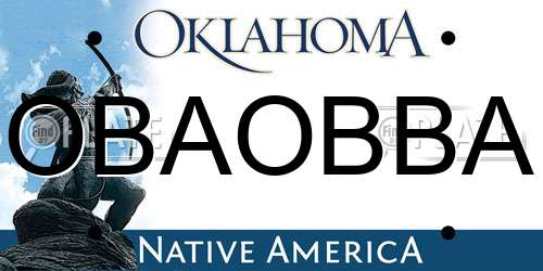 OBAOBBA Oklahoma License Plate