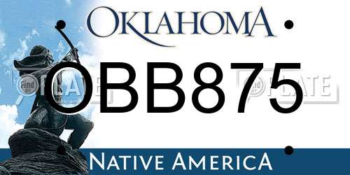 OBB875 Oklahoma License Plate