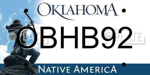 OBHB92 Oklahoma License Plate