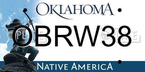OBRW38 Oklahoma License Plate