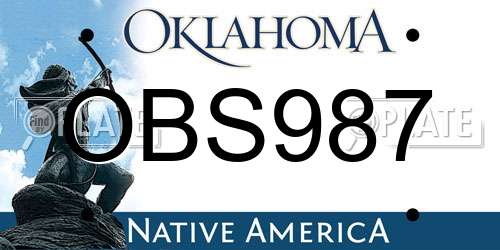 OBS987 Oklahoma License Plate