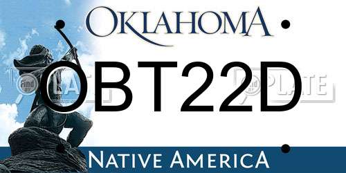 OBT22D Oklahoma License Plate