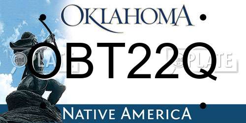 OBT22Q Oklahoma License Plate